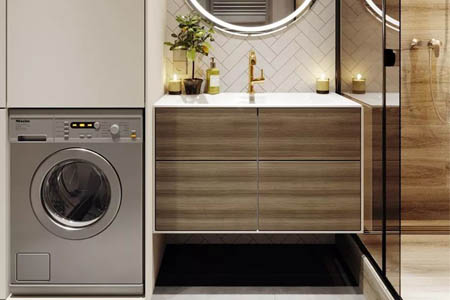 装修中洗衣机放卫生间怎么放会更加好？